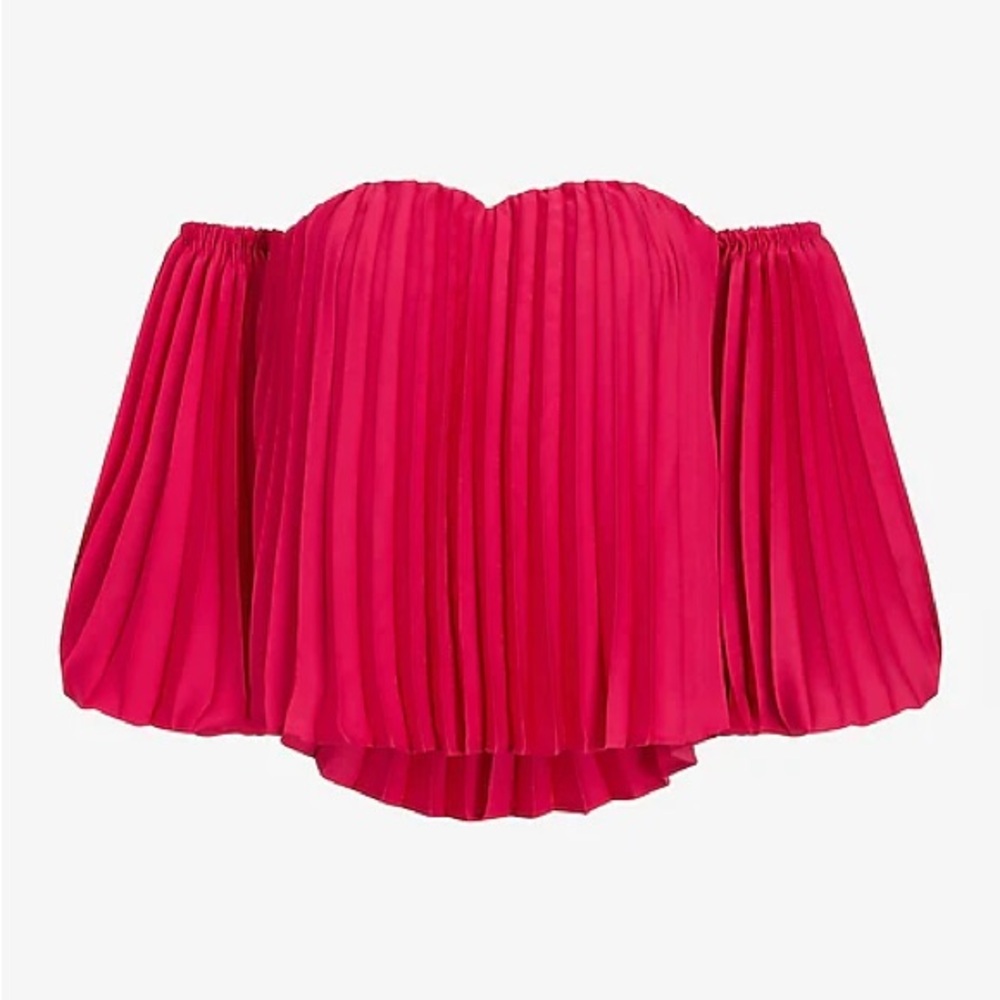 Express Pleated Off The Shoulder Balloon Sleeve Top NWT